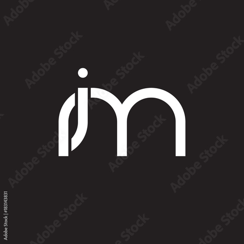Initial lowercase letter im, mi, overlapping circle interlock logo, white color on black background