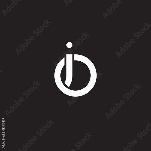 Initial lowercase letter io, oi, overlapping circle interlock logo, white color on black background