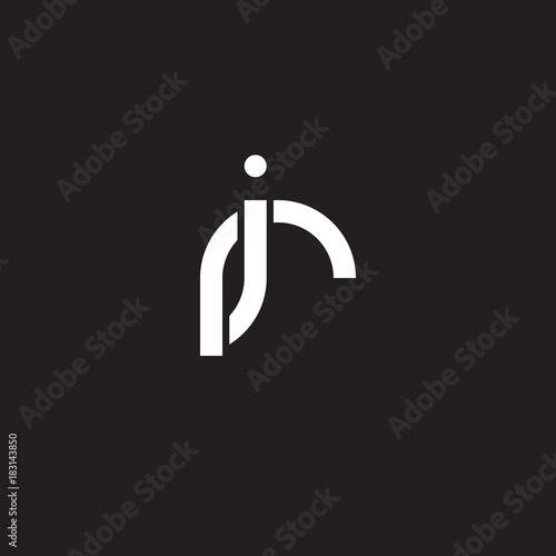 Initial lowercase letter ir, ri, overlapping circle interlock logo, white color on black background