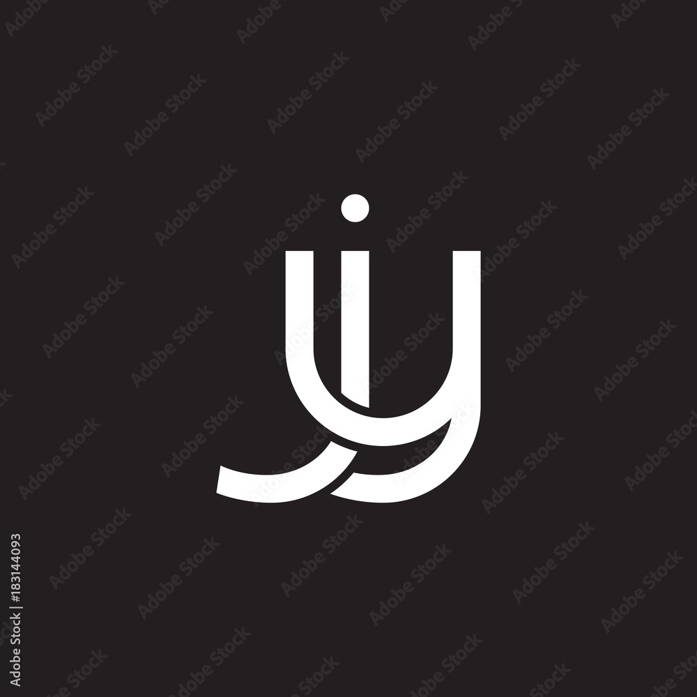 Initial lowercase letter jy, overlapping circle interlock logo, white color on black background Initial lowercase letter jy, overlapping circle interlock logo, white color on black background