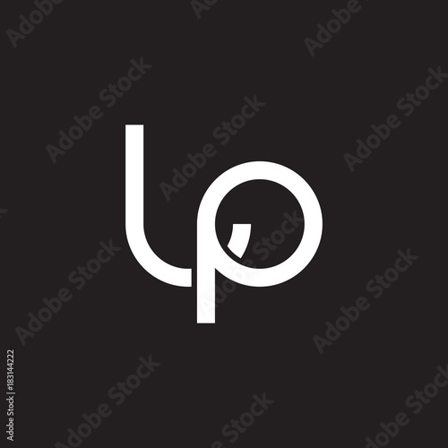 Initial lowercase letter lp, overlapping circle interlock logo, white color on black background