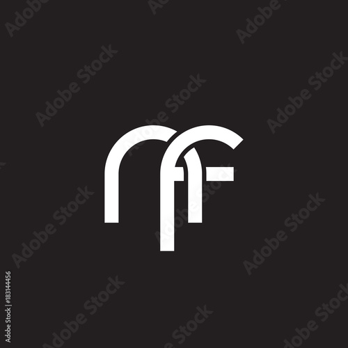 Initial lowercase letter nf, overlapping circle interlock logo, white color on black background