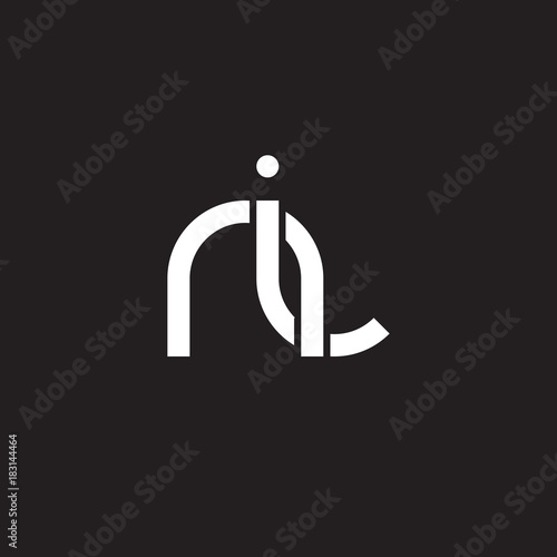 Initial lowercase letter ni, overlapping circle interlock logo, white color on black background