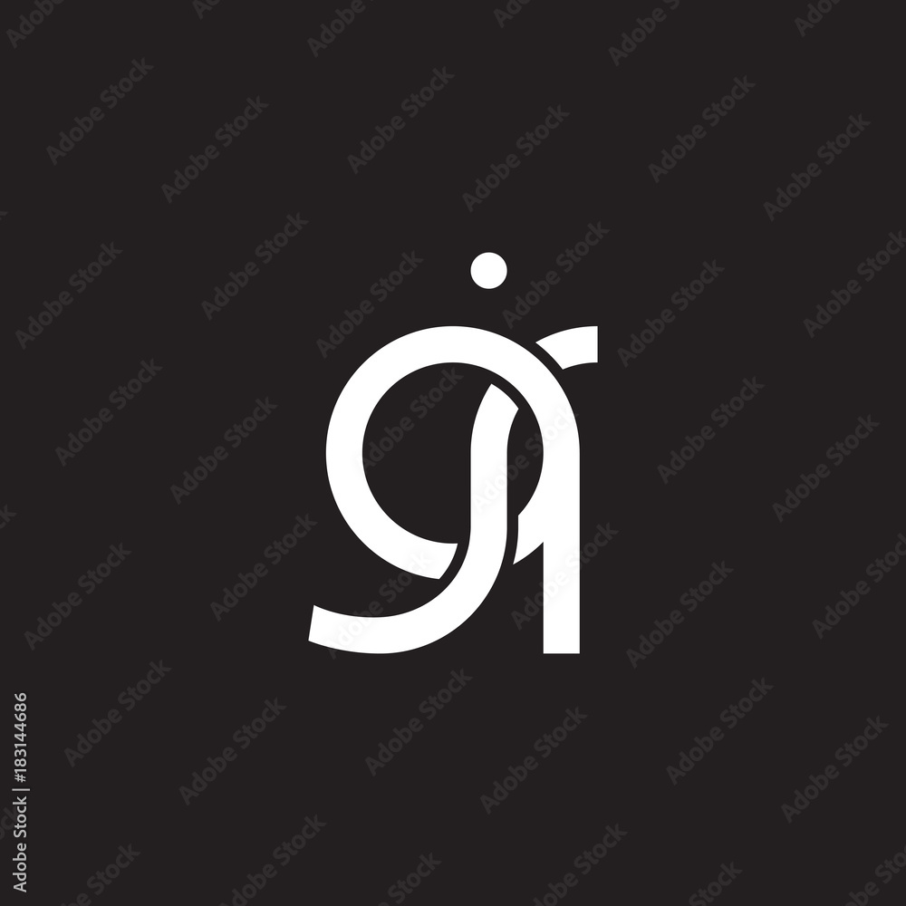 Initial lowercase letter qj, overlapping circle interlock logo, white color on black background Initial lowercase letter qj, overlapping circle interlock logo, white color on black background