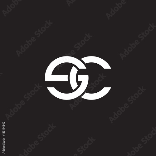 Initial lowercase letter sc, overlapping circle interlock logo, white color on black background