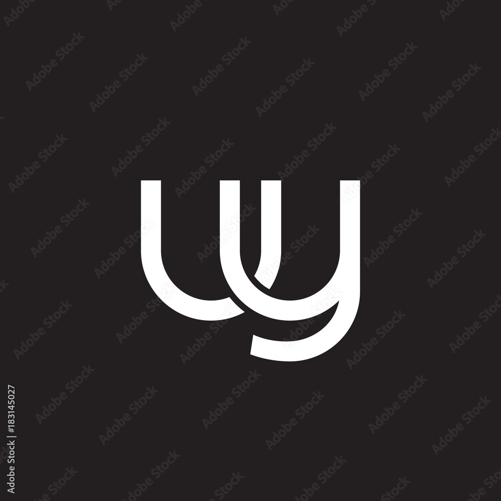 Initial lowercase letter uy, overlapping circle interlock logo, white color on black background Initial lowercase letter uy, overlapping circle interlock logo, white color on black background