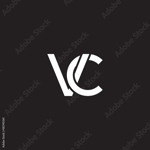 Initial lowercase letter vc, overlapping circle interlock logo, white color on black background
