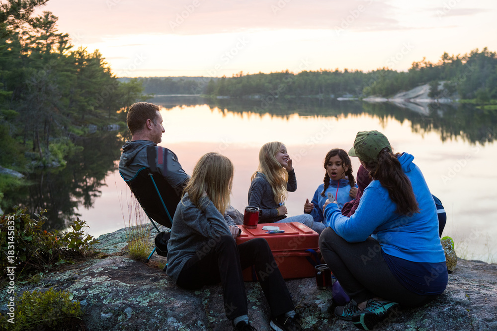 Kids playing during a family camping trip