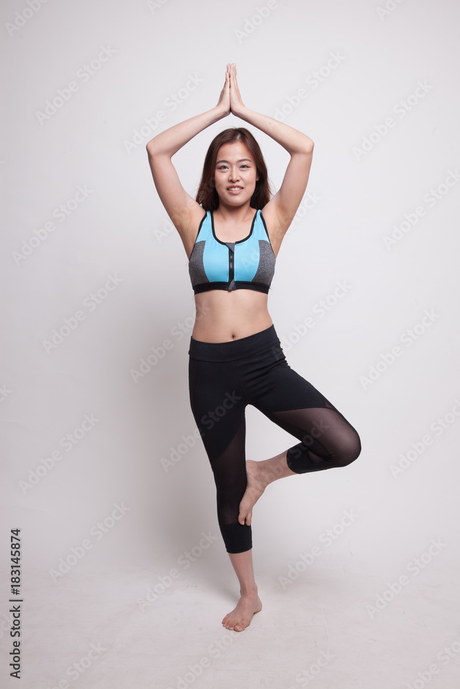 Beautiful Asian healthy girl do yoga pose. Beautiful Asian healthy girl do yoga pose.