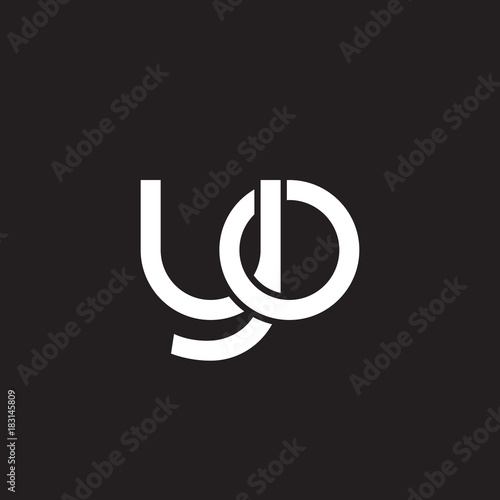Initial lowercase letter yo, overlapping circle interlock logo, white color on black background