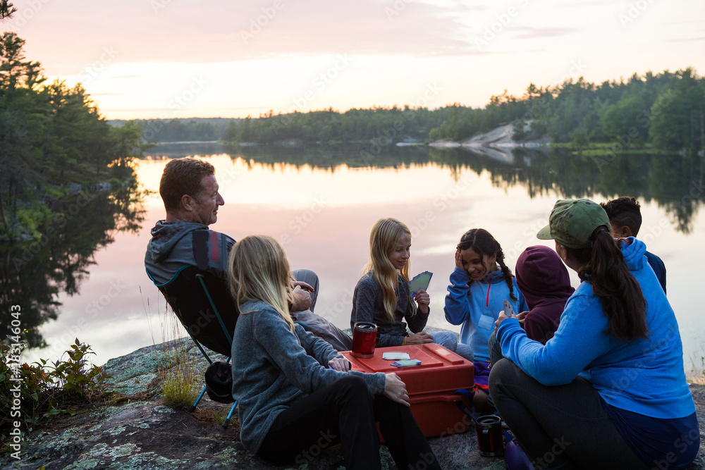 Kids playing during a family camping trip