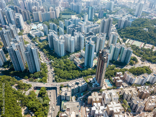 Photography Top view of Hong Kong city