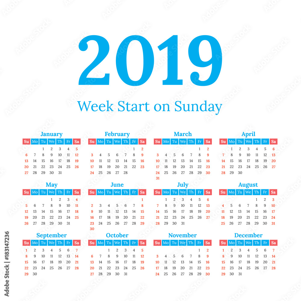 2019 calendar start on sunday 2019 calendar start on sunday