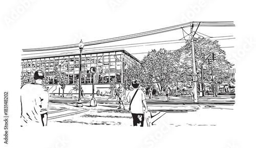 Sketch illustration of Huntington Boston, USA in vector.