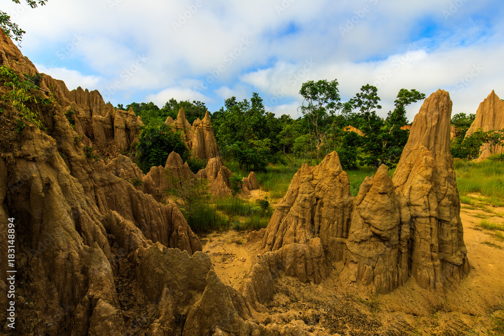 Beautiful cliff soil in national park of Nan province, Thailand.