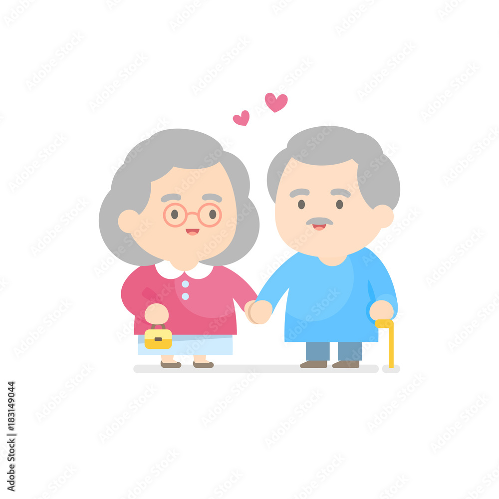 Happy senior couple smiling together, Grandpa and grandma concept, Vector illustration. Happy senior couple smiling together, Grandpa and grandma concept, Vector illustration.