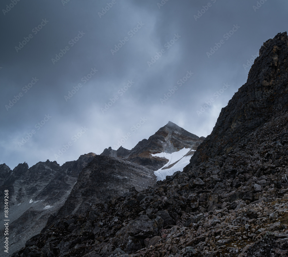 Snow on the black mountain