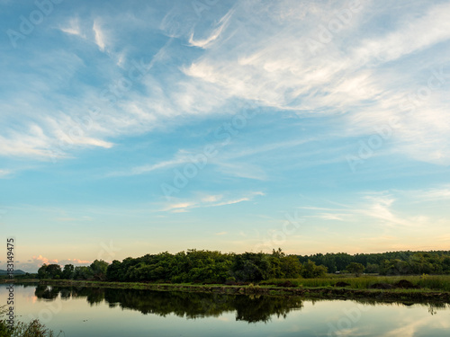 blue sky over the lake