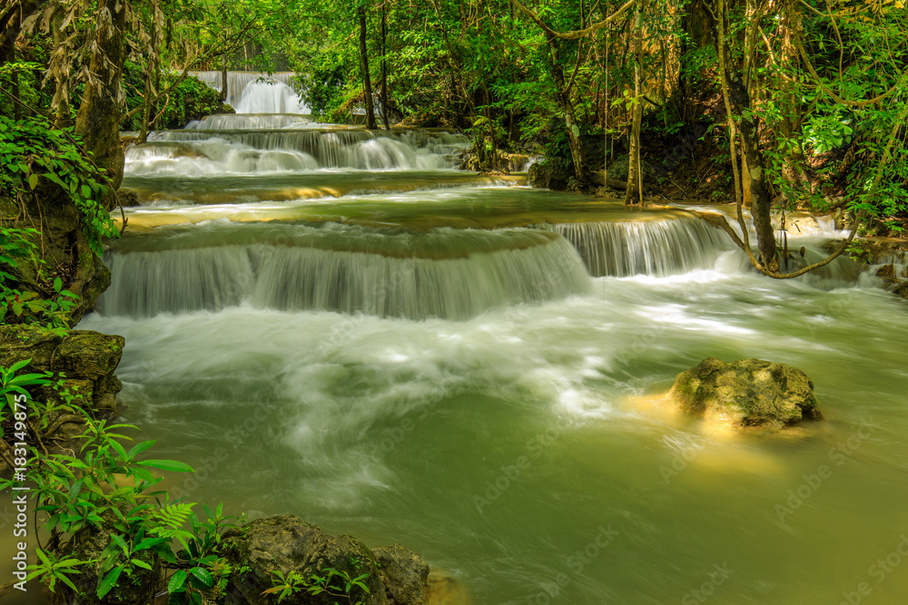 Huai-mae-kha-min waterfall, Beautiful waterwall in nationalpark of Kanchanaburi province, ThaiLand. Huai-mae-kha-min waterfall, Beautiful waterwall in nationalpark of Kanchanaburi province, ThaiLand.