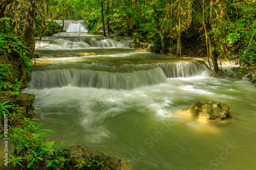 Huai-mae-kha-min waterfall, Beautiful waterwall in nationalpark of Kanchanaburi province, ThaiLand.