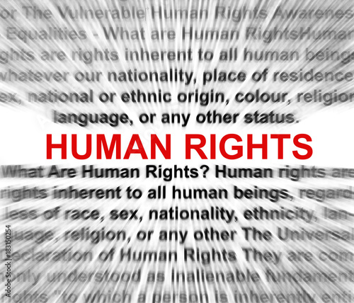 Human rights concept - definition blurred radially but readable.