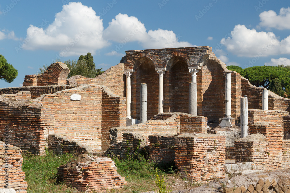 Ruins of the ancient Roman town Ostia Antica, Italy