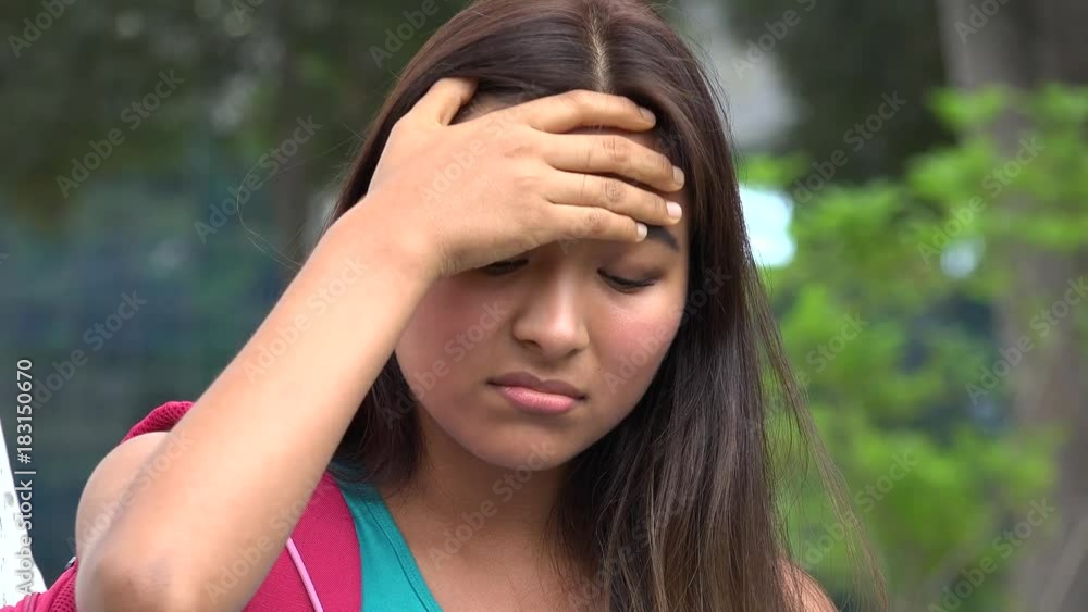 Sad Female Hispanic Teen Student Sad Female Hispanic Teen Student