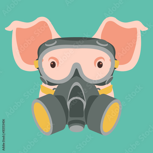 pig face in gas mask vector illustration flat style front