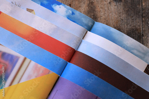 Magazines on the wooden table