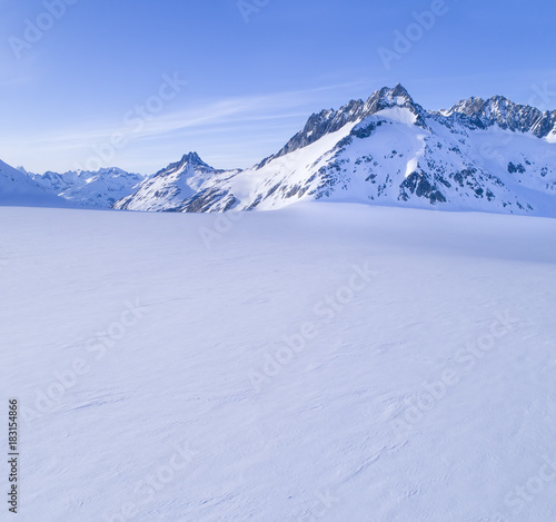 Alaskan mountains with snow field