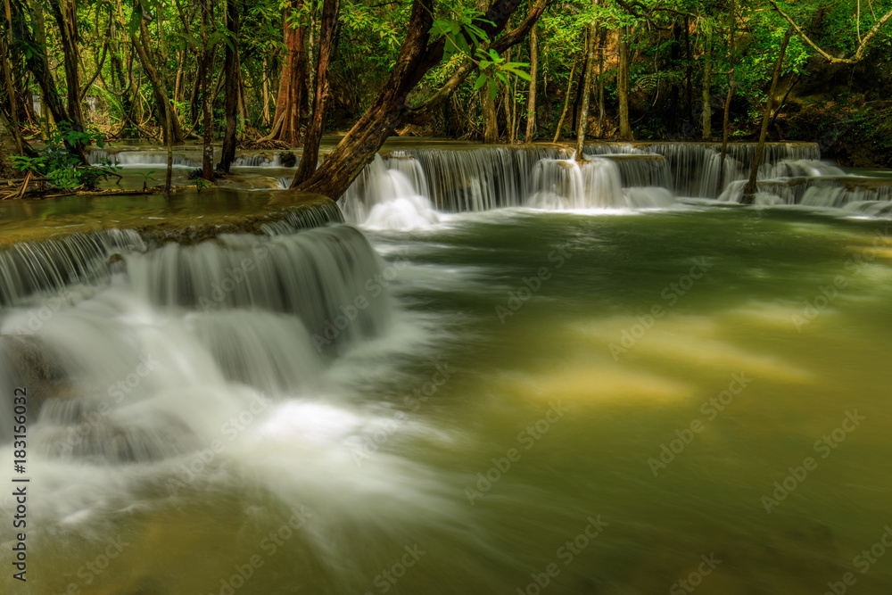 Huai-mae-kha-min waterfall, Beautiful waterwall in nationalpark of Kanchanaburi province, ThaiLand.