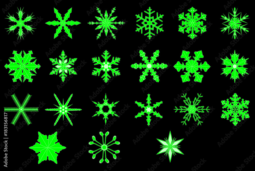 Green Neon Snowflakes Green Neon Snowflakes