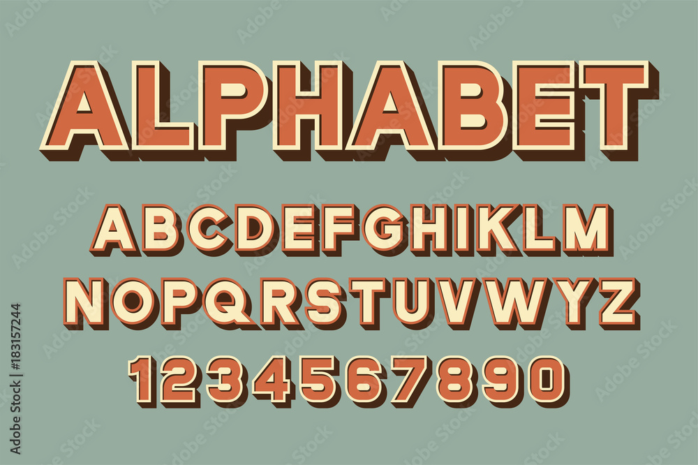 Vector of retro font and alphabet Vector of retro font and alphabet