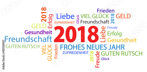 word cloud with new year 2018 greetings