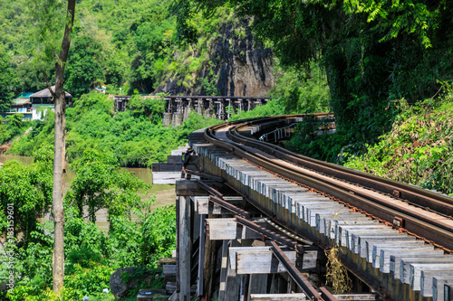 Railway of history in world war 2nd, Kanchanaburi province, Thailand. photo