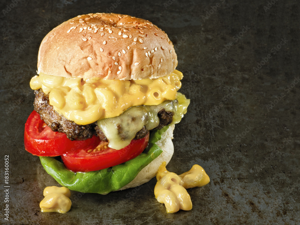 rustic american mac and cheese hamburger