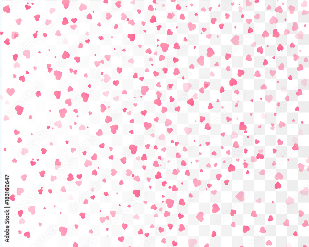 Hearts confetti isolated. Valentines vector template.