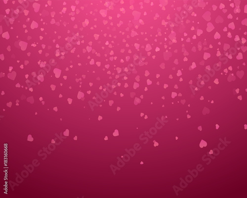 Hearts confetti on red background. Vector illustration
