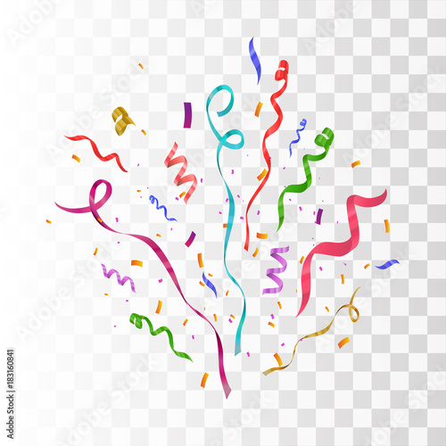 Confetti isolated on transparent background. Festive vector illustration