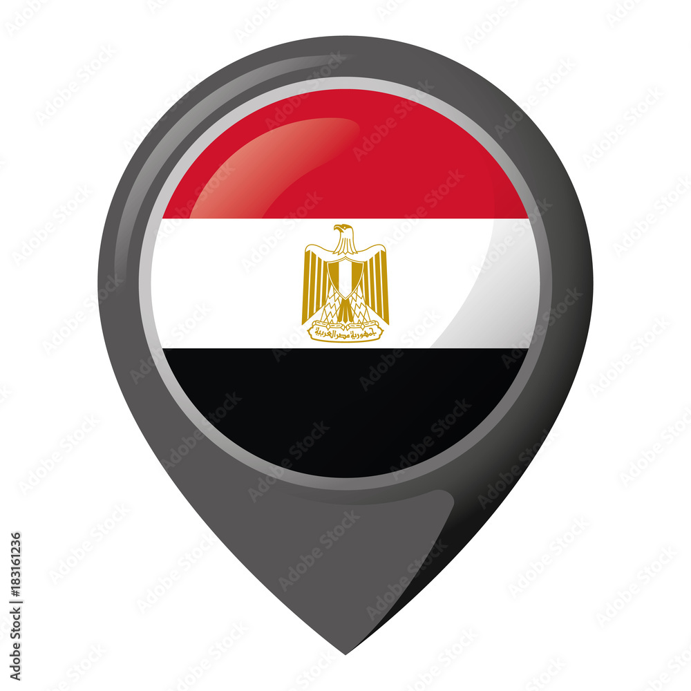Icon representing location pin with the flag of Egypt. Ideal for catalogs of institutional materials and geography Icon representing location pin with the flag of Egypt. Ideal for catalogs of institutional materials and geography