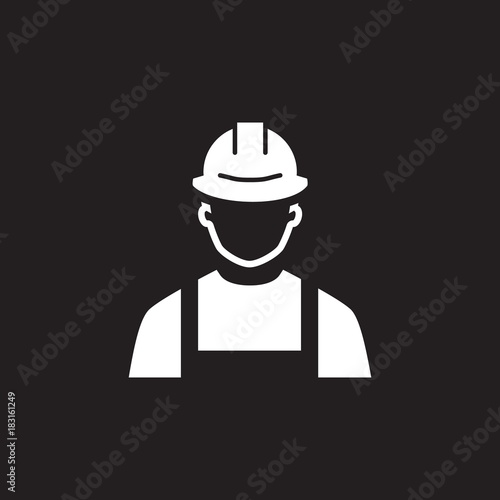 Engineer Icon. Man in Hard Hat. Buider Symbol.