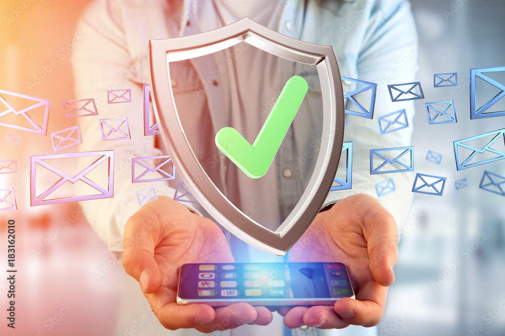 Shield symbol displayed on a futuristic interface - 3d rendering Shield symbol displayed on a futuristic interface - 3d rendering