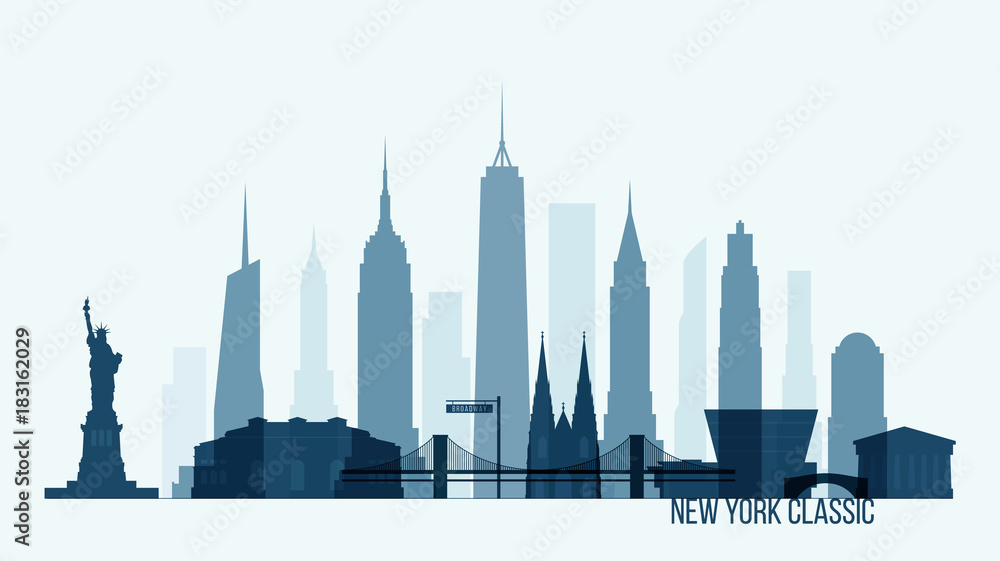 New York skyline building vector illustration city