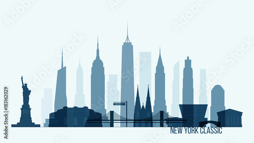 New York skyline building vector illustration city