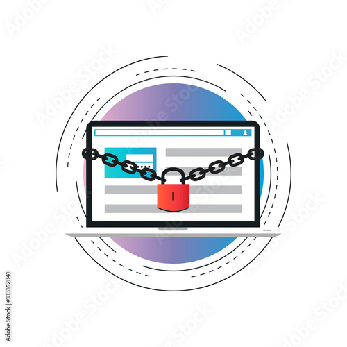 Secure account login gradient color vector illustration design. User interface login, account registration, site access authorization, online protection and security. Design for web banners and apps