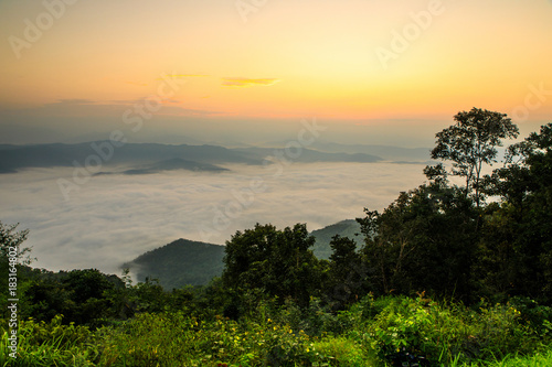 Doy-sa-merh-dow  Landscape sea of mist in national park of Nan province  Thailand.
