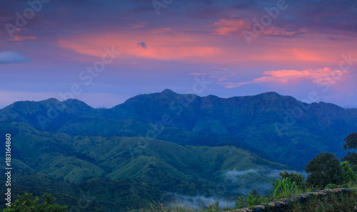 Landscape sea of mist in Kanchanaburi province border of Thailand and Myanmar.