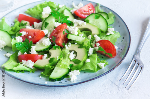 Vegetable salad with feta cheese