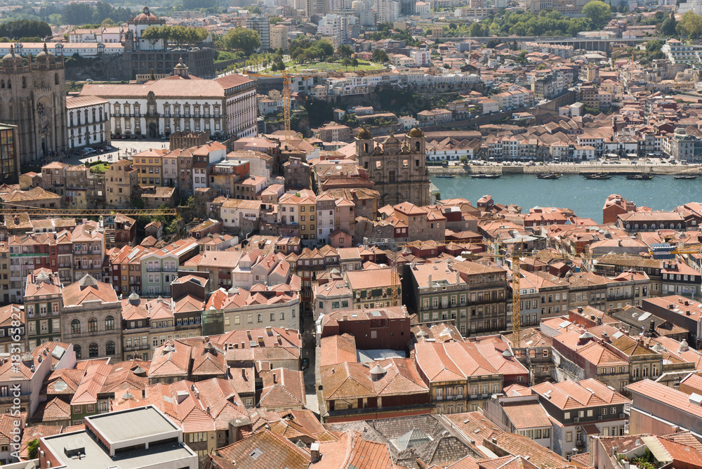 Top view of the historical centre of Porto