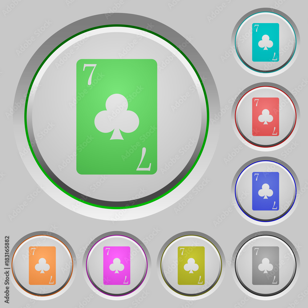 Seven of clubs card push buttons Seven of clubs card push buttons